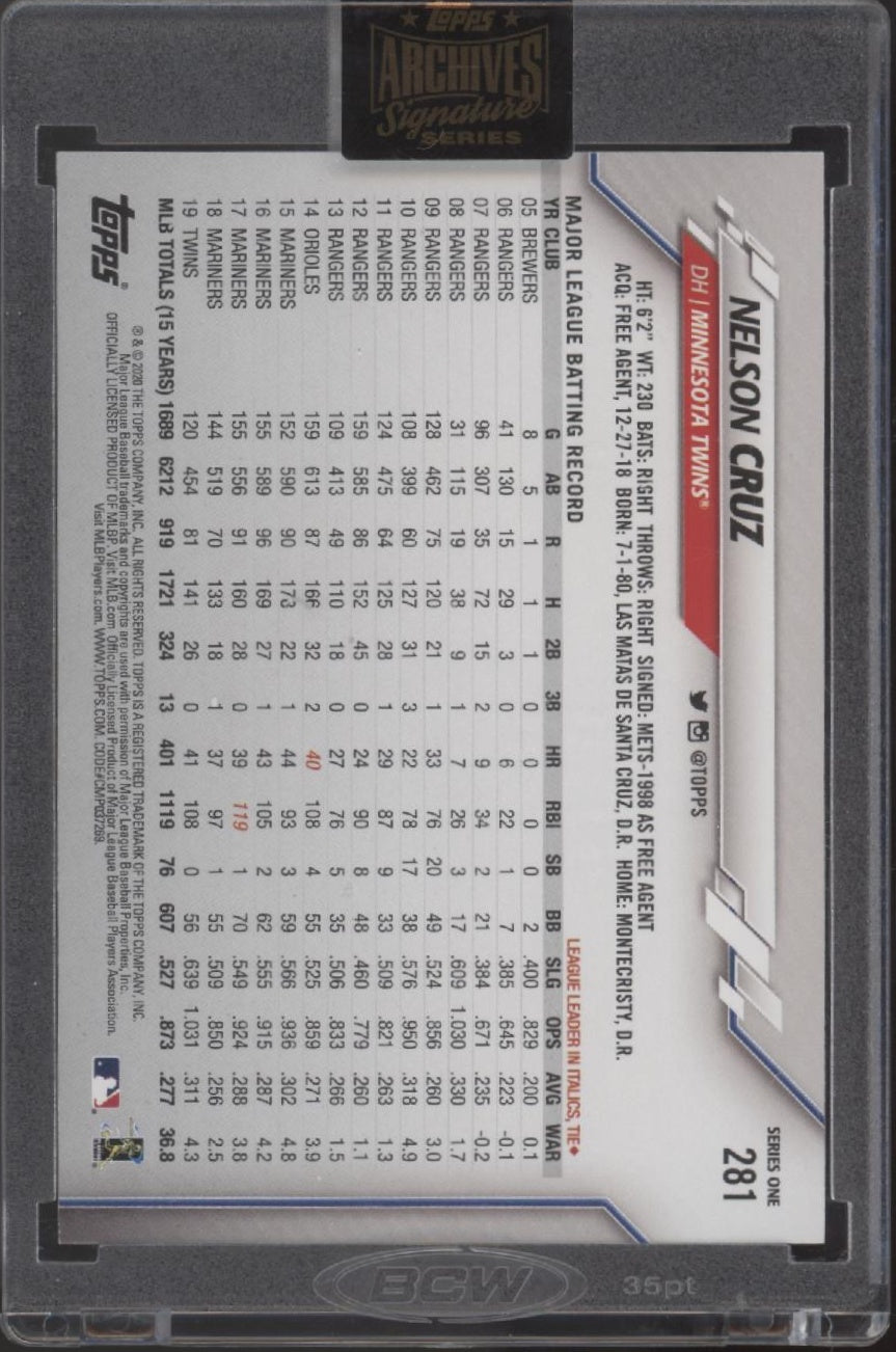 Nelson Cruz 2022 Topps Archives Auto 82/99 #281 - Collector Store LLC