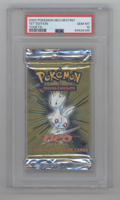 Neo Destiny Pokemon 1st Edition Togetic Booster Pack PSA 10 - Collector Store LLC Neo Destiny Pokemon 1st Edition Togetic Booster Pack PSA 10 - Collector Store LLC