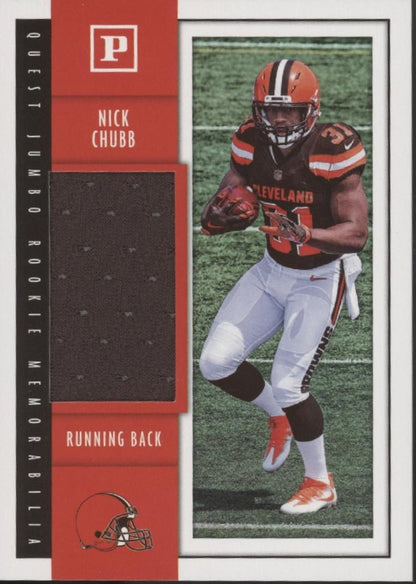 Nick Chubb 2018 Panini Quest Jumbo Rookie Memorabilia Swatch RC #QJ - NC - Collector Store LLC