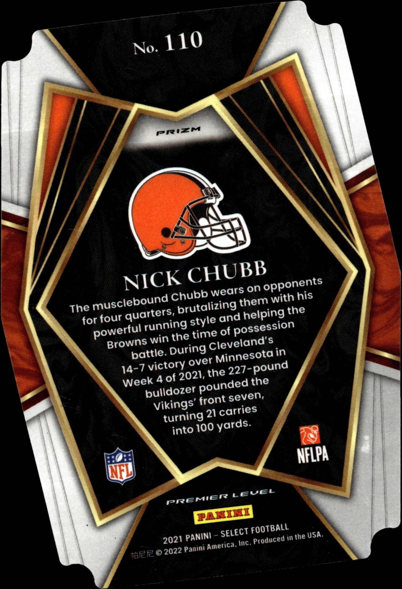 Nick Chubb 2021 Panini Select Die - Cut Tri Color Prizm #110 - Collector Store LLC