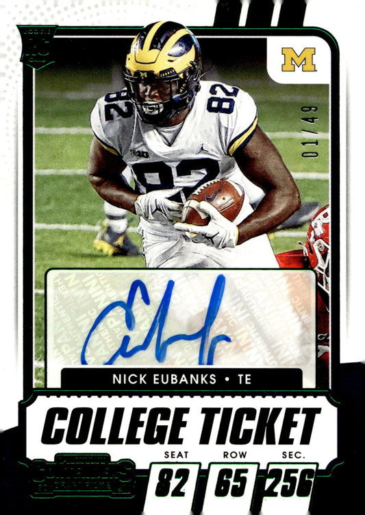 Nick Eubanks 2021 Contenders Draft Picks College Ticket Green RC Auto 01/49 - Collector Store LLC