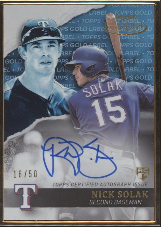 Nick Solak 2020 Topps Gold Label Framed RC Auto 16/50 #GLA - NS - Collector Store LLC