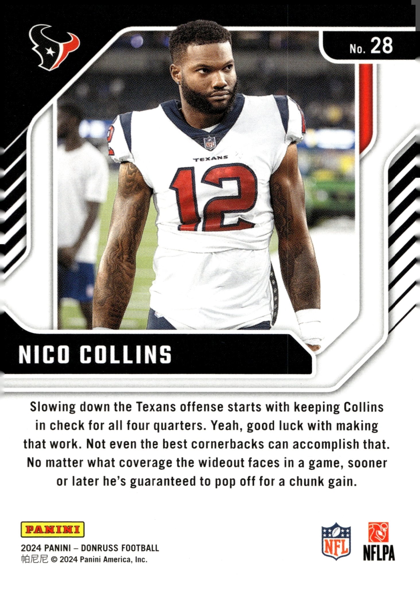 Nico Collins 2024 Panini Donruss Elite Series #28 - Collector Store LLC