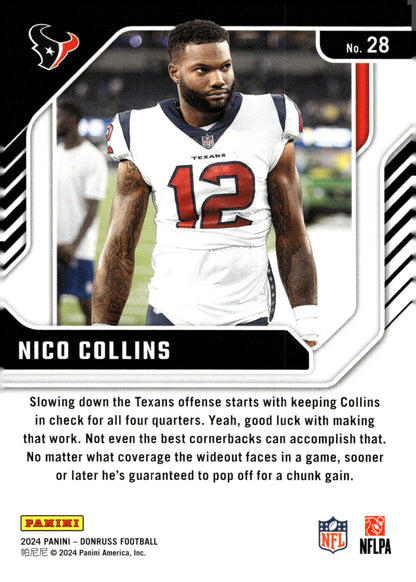 Nico Collins 2024 Panini Donruss Elite Series #28 - Collector Store LLC