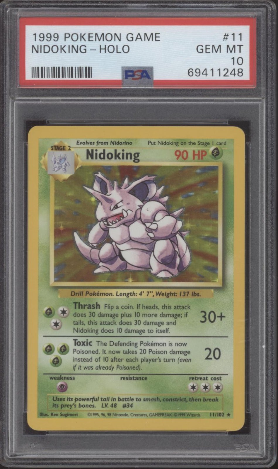 Nidoking Pokemon Base Set Holo #11 PSA 10 - Collector Store LLC