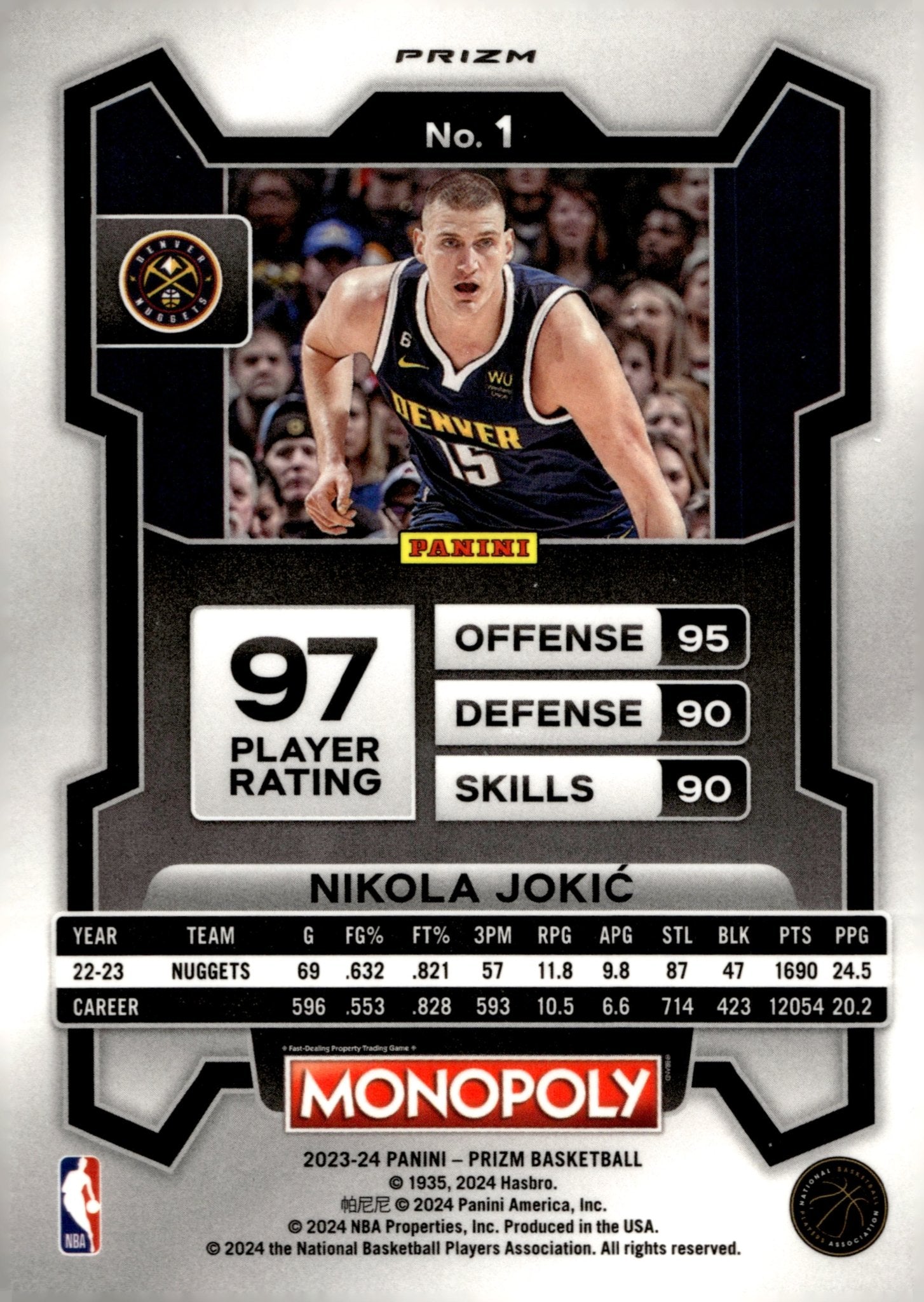 Nikola Jokic 2023 - 24 Panini Prizm Monopoly Purple Wave Prizm #1 - Collector Store LLC