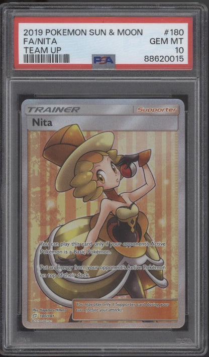 Nita Pokemon Team Up Full Art #180 PSA 10 - Collector Store LLC