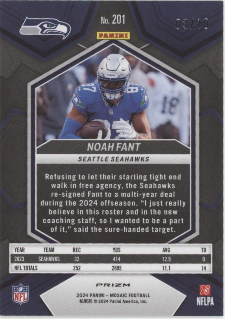 Noah Fant 2024 Panini Mosaic Lime Green Prizm 03/10 #201 - Collector Store LLC