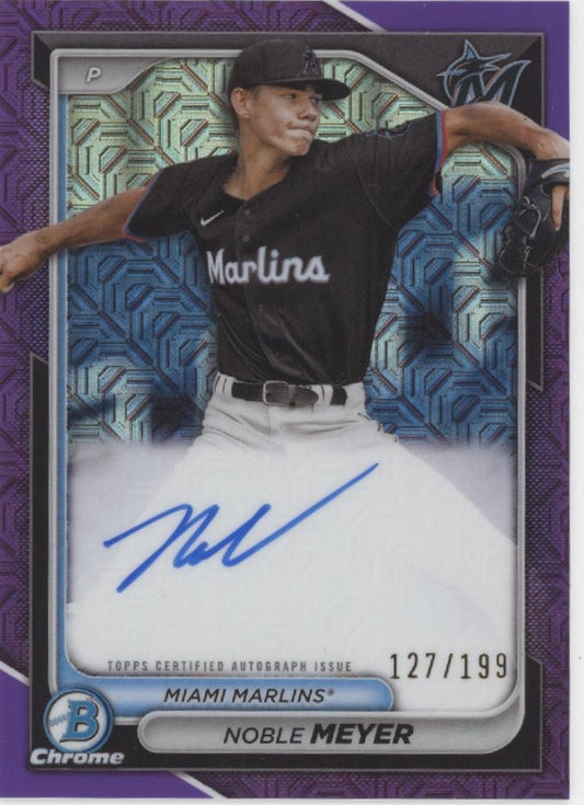 Noble Meyer 2024 Bowman Chrome Purple Mojo Refractor Auto 127/199 #BMA - NM - Collector Store LLC