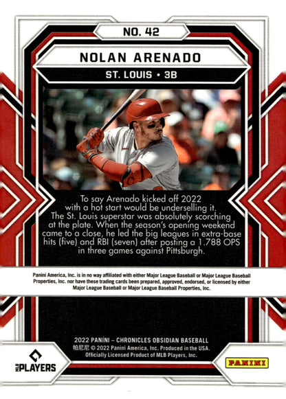 Nolan Arenado 2022 Panini Chronicles Obsidian #42 - Collector Store LLC