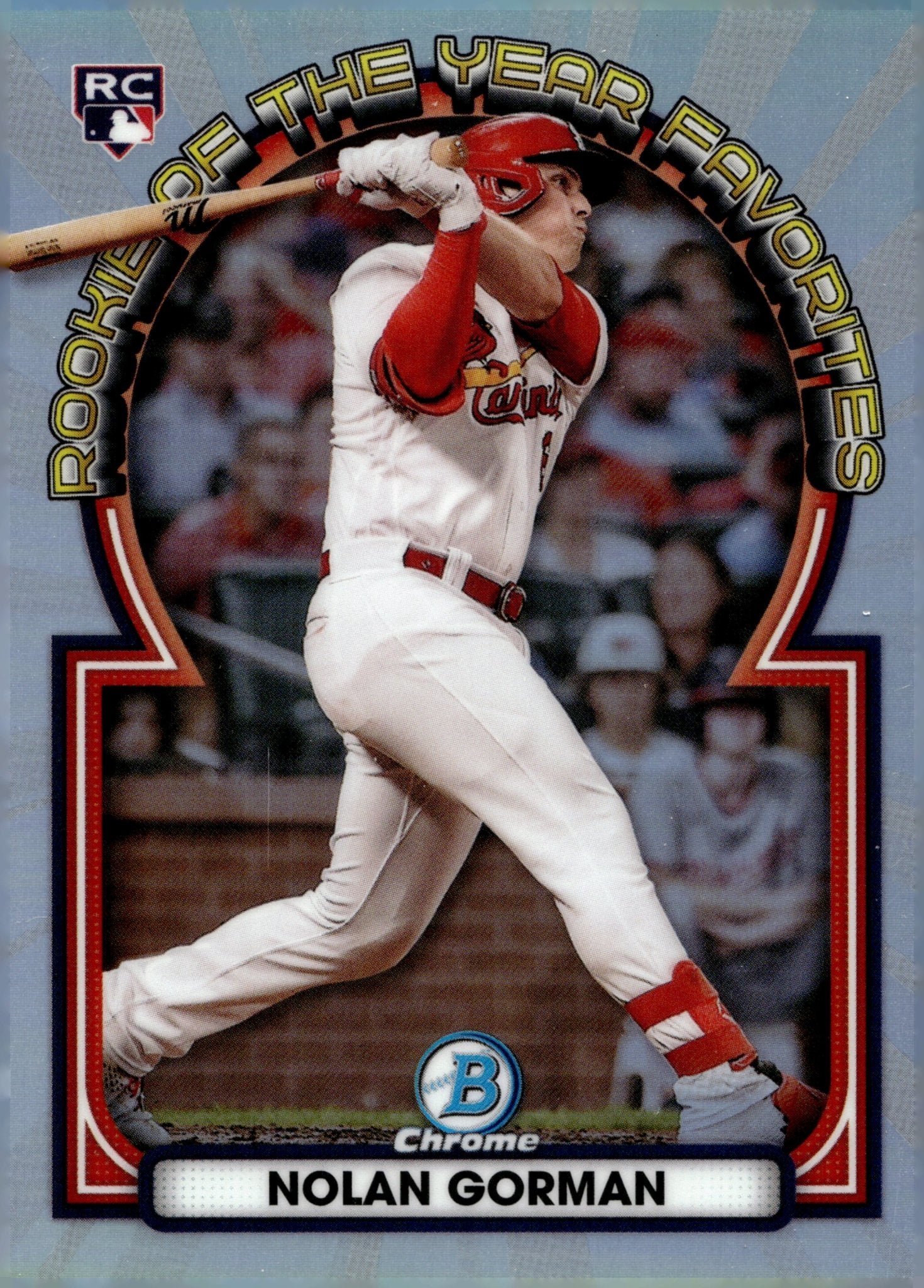 Nolan Gorman 2023 Bowman Chrome Rookie of the Year Favorites Refractor RC #5 - Collector Store LLC