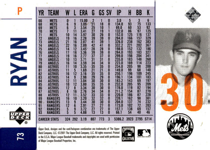 Nolan Ryan 2001 Upper Deck Legends of New York #73 - Collector Store LLC