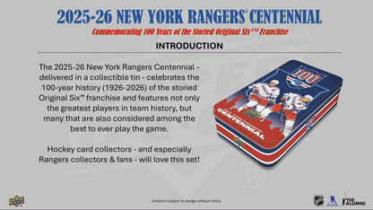 2025-26 Upper Deck New York Rangers Centennial Hobby Box *Contact Us To Order*