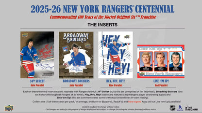 2025-26 Upper Deck New York Rangers Centennial Hobby Box *Contact Us To Order*