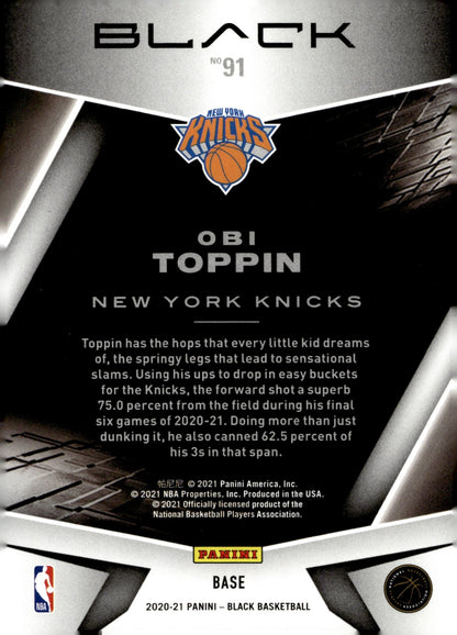 Obi Toppin 2020 - 21 Panini Black RC 081/149 #91 - Collector Store LLC