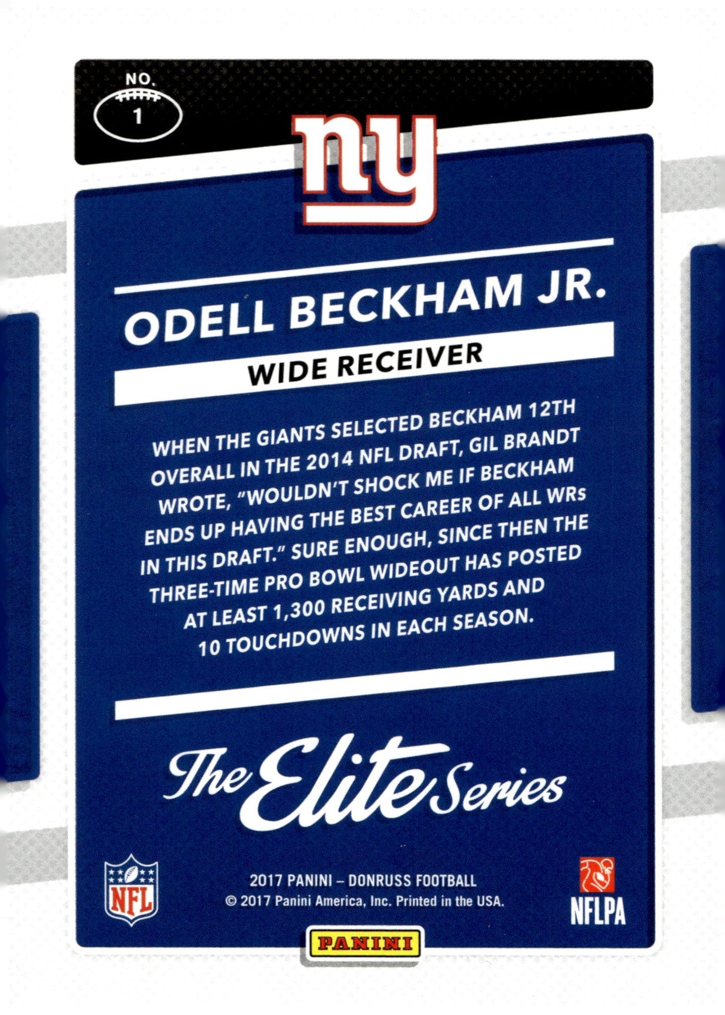 Odell Beckham Jr. 2017 Panini Donruss Elite Series #1 - Collector Store LLC