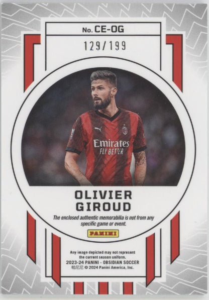 Olivier Giroud 2023 - 24 - Panini Obsidian Cutting Edge Swatch 129/199 CE - OG - Collector Store LLC