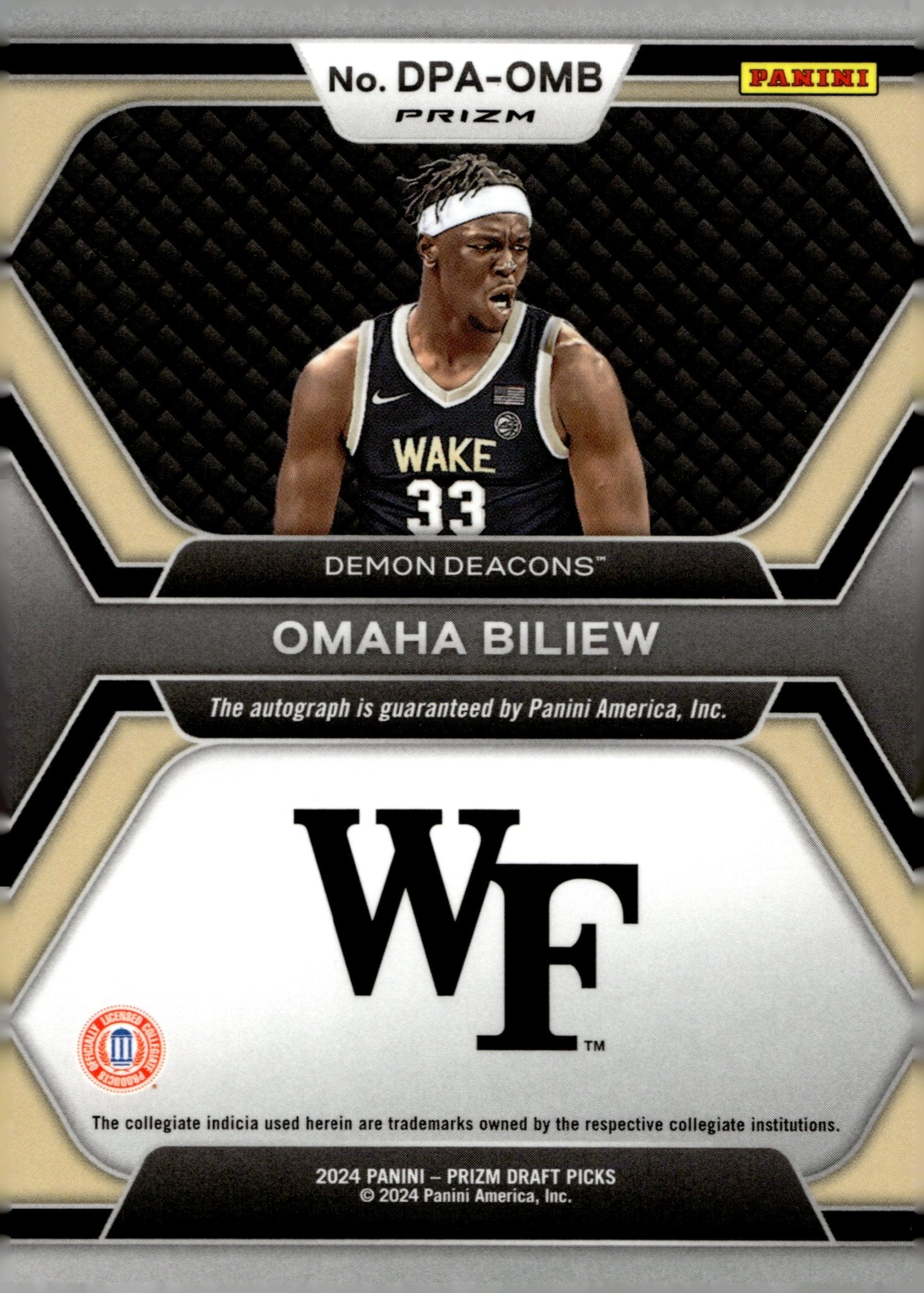 Omaha Biliew 2024 Panini Prizm Draft Picks Prizm Auto #DPA - OMB - Collector Store LLC
