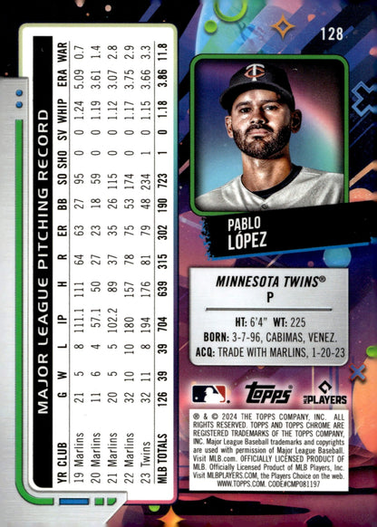 Pablo Lopez 2024 Topps Chrome Cosmic Nucleus Refractor #128 - Collector Store LLC
