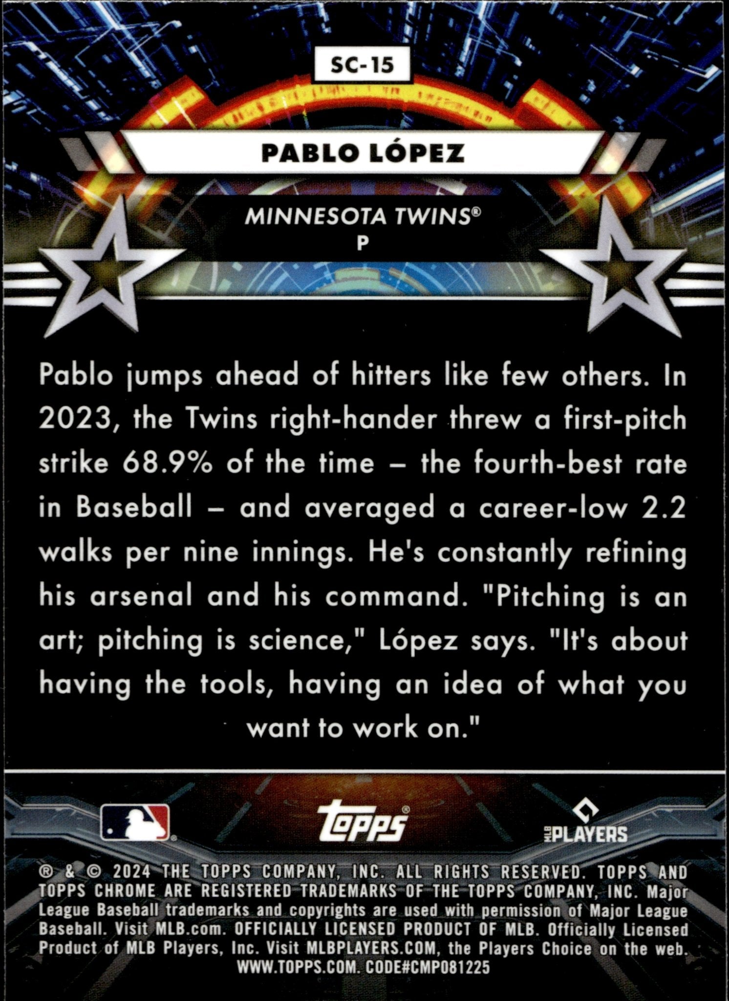 Pablo Lopez 2024 Topps Chrome Cosmic Star Commend Refractor #SC - 15 - Collector Store LLC