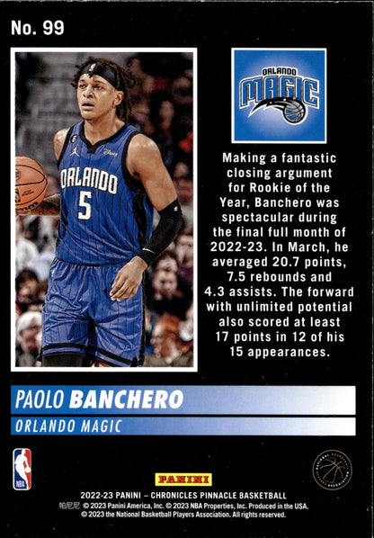 Paolo Banchero 2022 - 23 Panini Chronicles Pinnacle RC #99 - Collector Store LLC