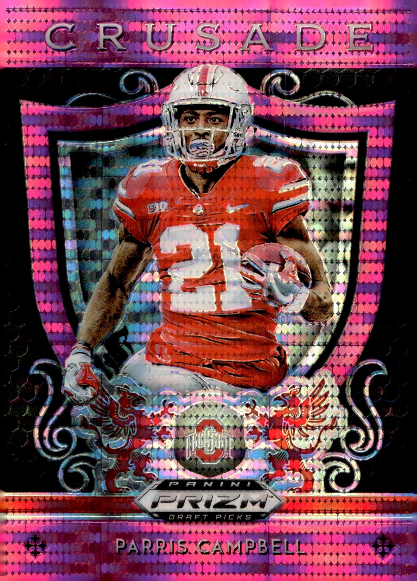 Parris Campbell 2019 Panini Prizm Draft Picks Crusade Pink Pulsar Prizm #9 - Collector Store LLC