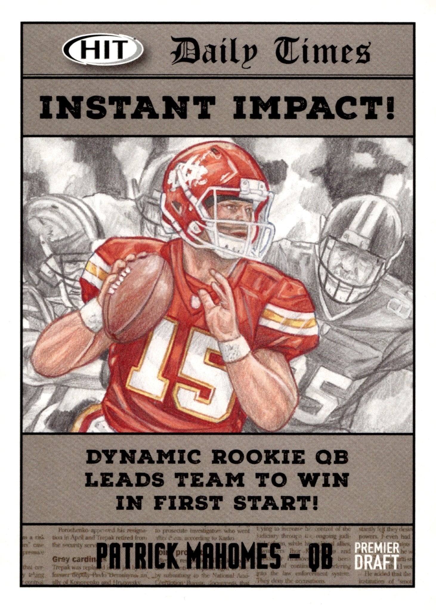 Patrick Mahomes II 2018 Sage Hit Instant Impact! Premier Draft #59 - Collector Store LLC