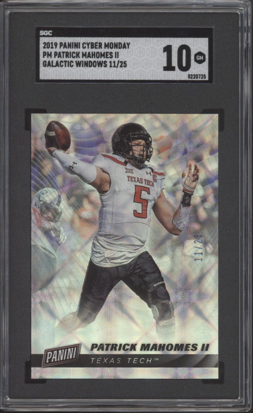 Patrick Mahomes II 2019 Panini Cyber Monday Galactic Windows 11/25 #PM SGC 10 - Collector Store LLC