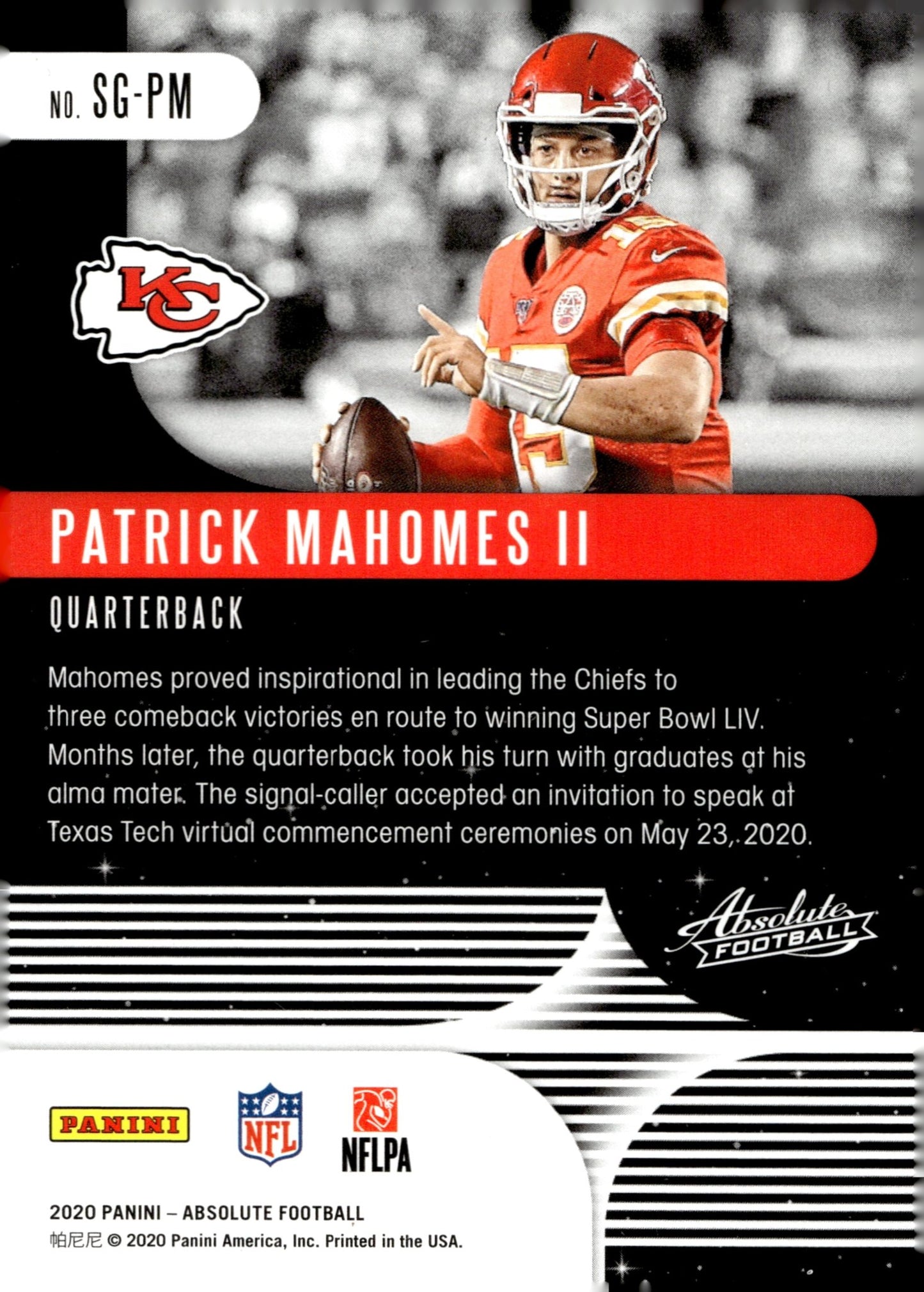 Patrick Mahomes II 2020 Panini Absolute Star Gazing #SG - PM - Collector Store LLC