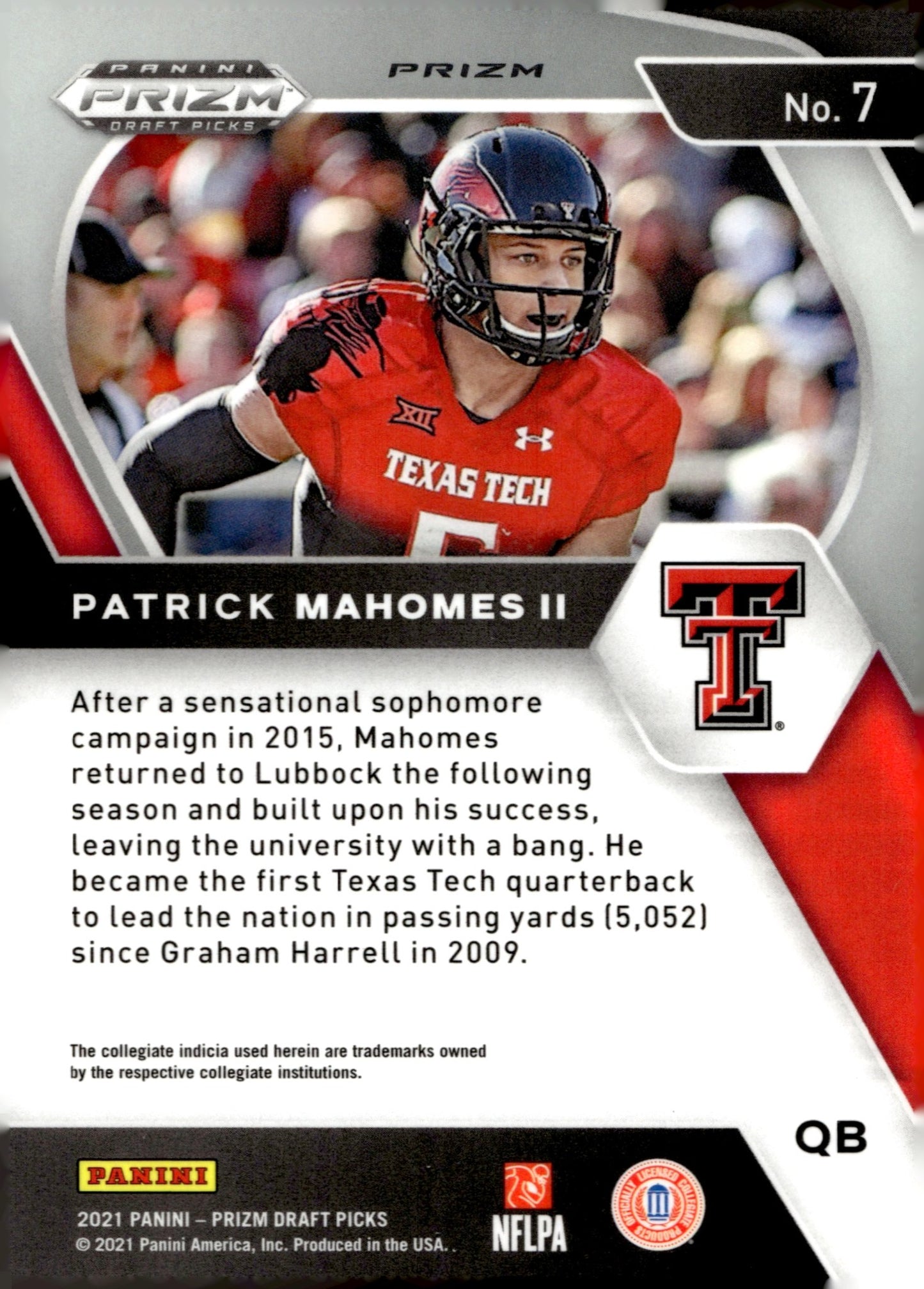 Patrick Mahomes II 2021 Panini Prizm Draft Picks Green Prizm #7 #1 - Collector Store LLC