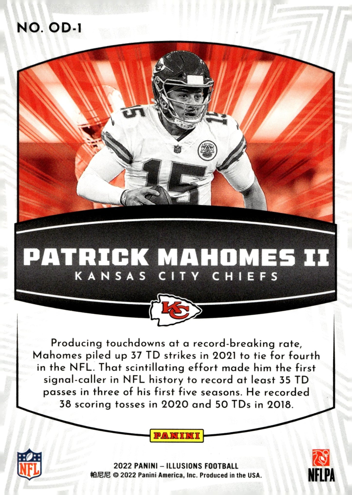 Patrick Mahomes II 2022 Panini Illusions Operation Detonation #OD - 1 - Collector Store LLC