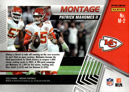 Patrick Mahomes II 2022 Panini Mosaic Montage Prizm #M - 2 - Collector Store LLC