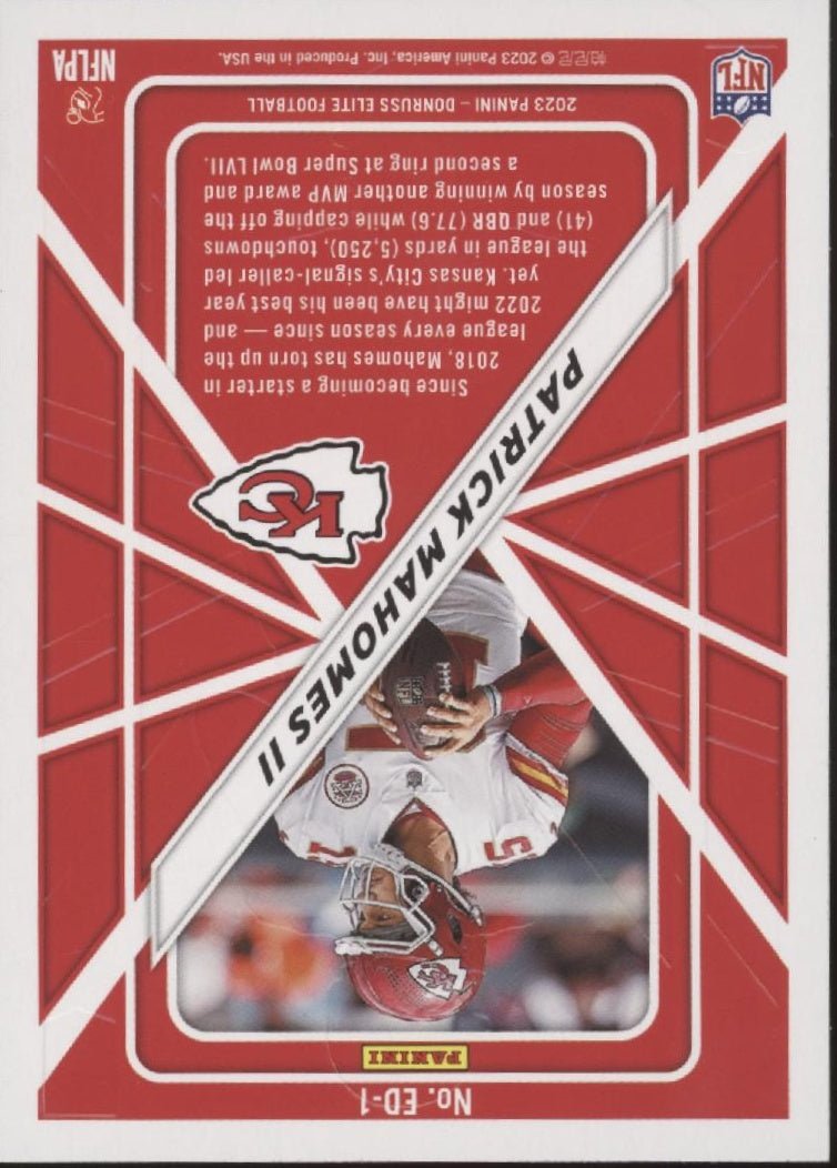 Patrick Mahomes II 2023 Panini Donruss Optic Elite Decked Foil #ED - 1 - Collector Store LLC