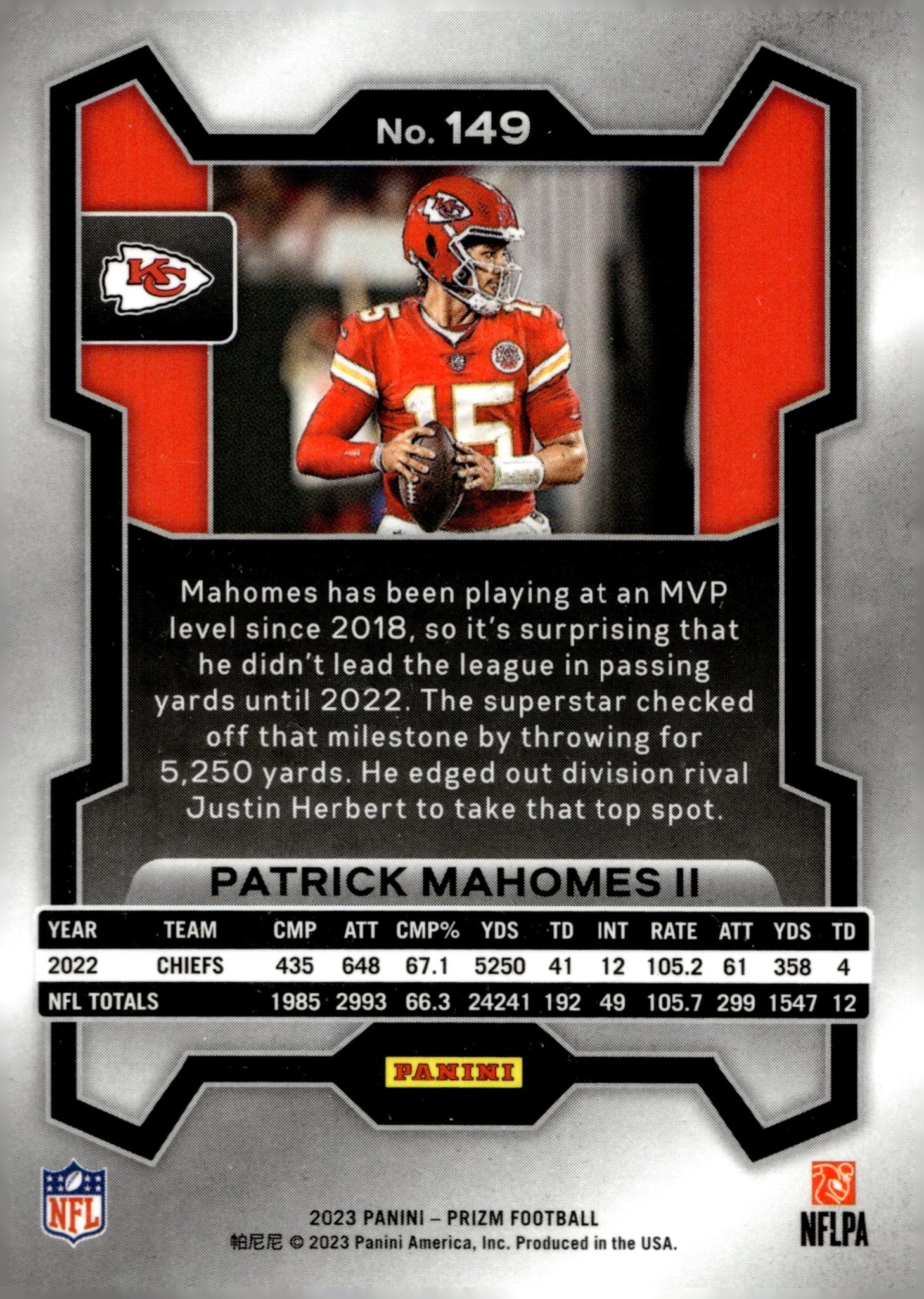 Patrick Mahomes II 2023 Panini Prizm #149 - Collector Store LLC