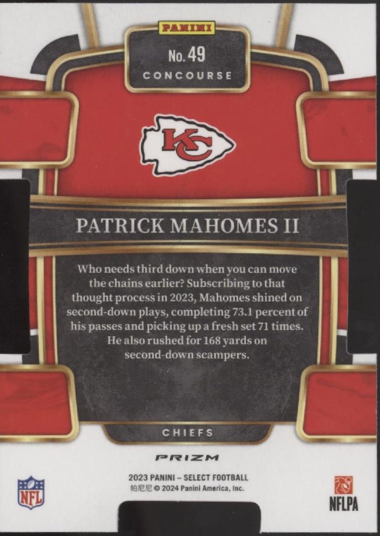 Patrick Mahomes II 2023 Panini Select Die - Cut Red White & Blue Prizm #49 - Collector Store LLC