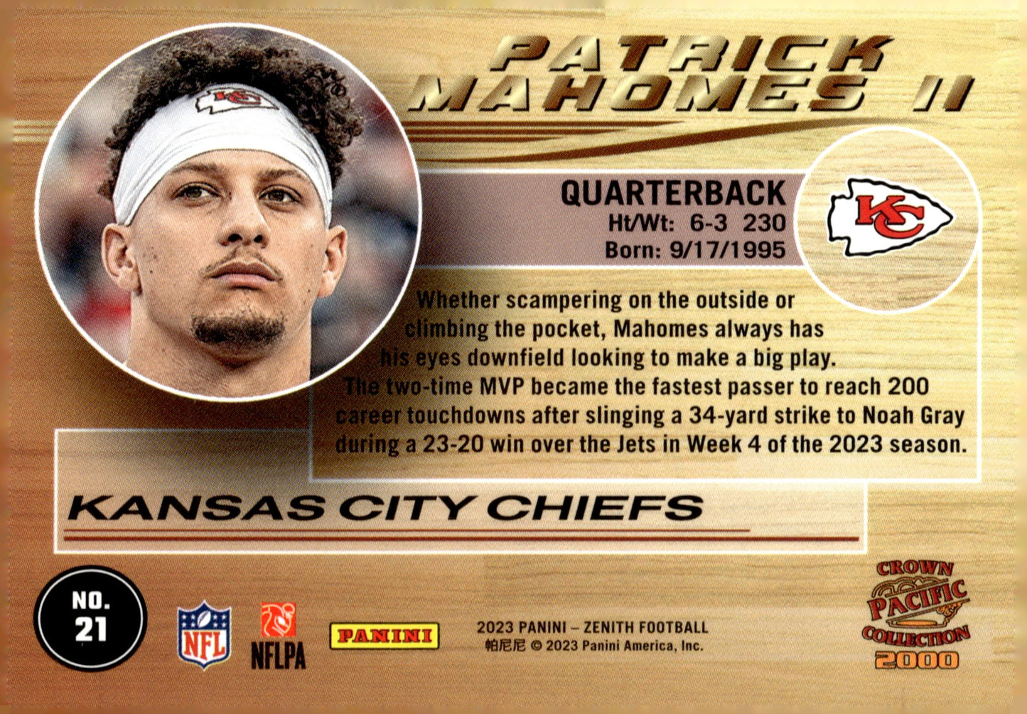 Patrick Mahomes II 2023 Panini Zenith Crown Royale Pacific #21 - Collector Store LLC