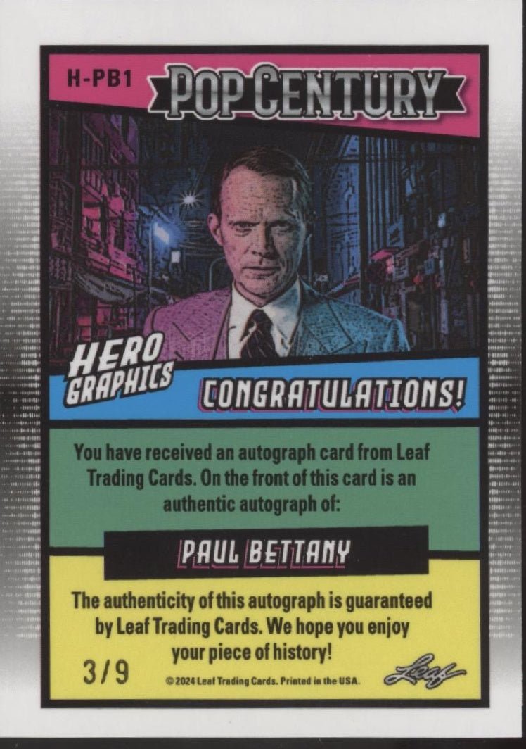 Paul Bettany 2024 Leaf Pop Century Herographics Auto 3/9 #H - PB1 - Collector Store LLC