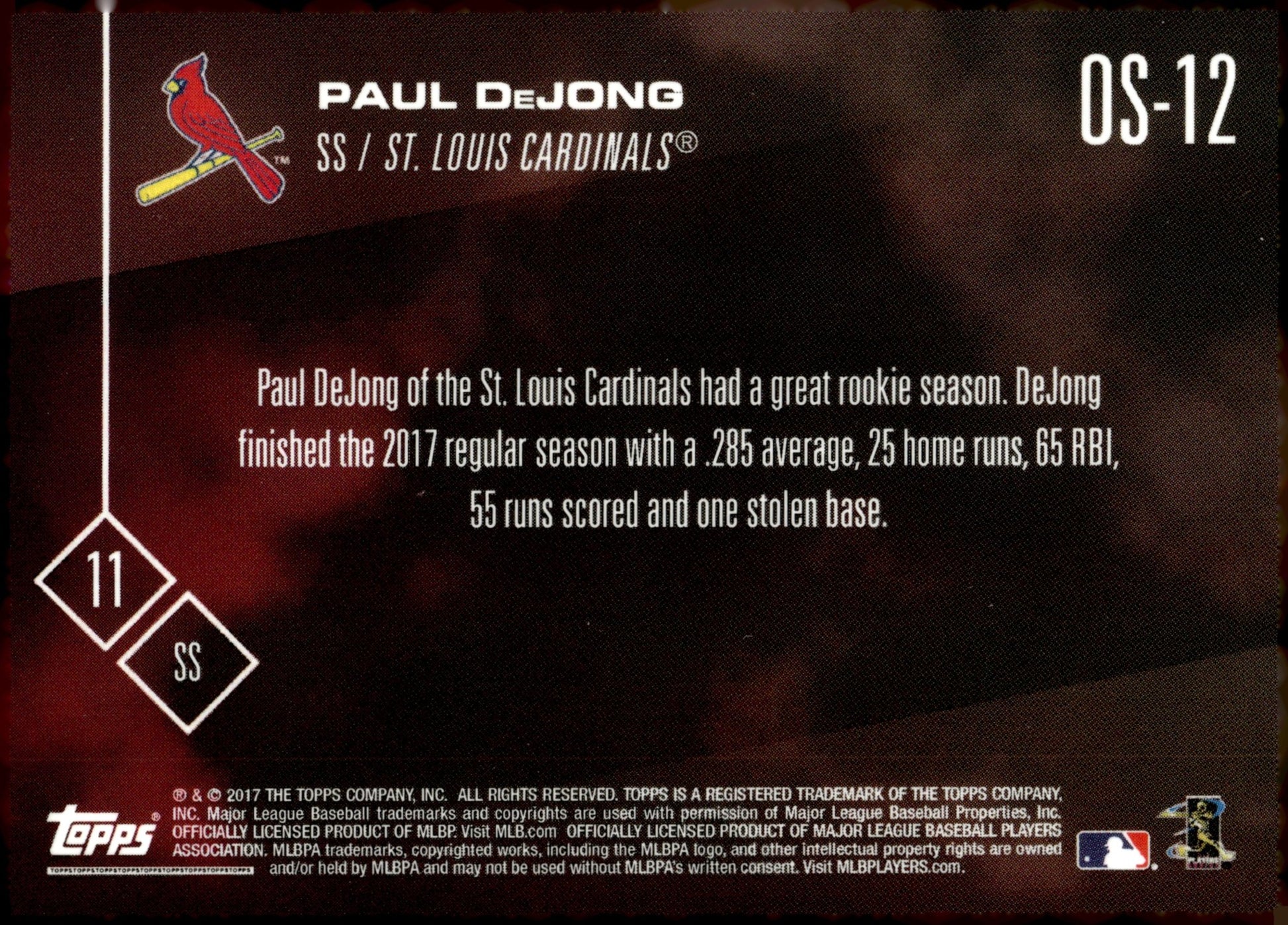 Paul DeJong 2017 Topps Now RC #OS - 12 - Collector Store LLC