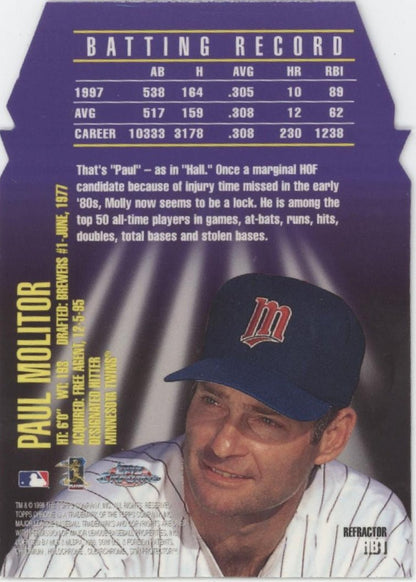 Paul Molitor 1998 Topps Chrome Hall Bound Die - Cut Refractor #HB1 #1 - Collector Store LLC