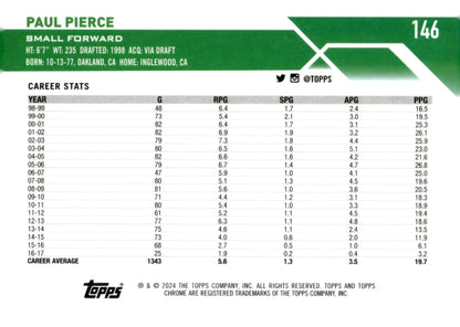 Paul Pierce 2024 Topps Chrome #146 - Collector Store LLC