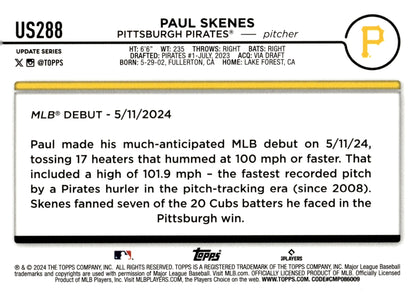 Paul Skenes 2024 Bowman Update Series RC #US288 #2 - Collector Store LLC