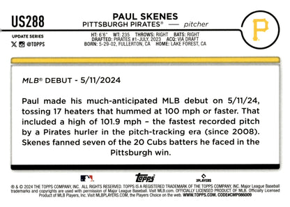 Paul Skenes 2024 Bowman Update Series RC #US288 #3 - Collector Store LLC