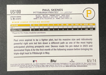 Paul Skenes 2024 Topps Update Series Black Border RC 65/74 #US100 - Collector Store LLC