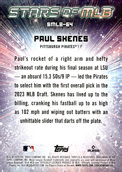 Paul Skenes 2024 Topps Update Series Stars of the MLB RC #SMLB - 64 #4 - Collector Store LLC
