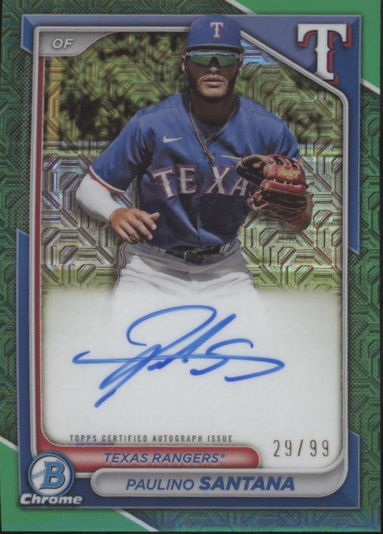 Paulino Santana 2024 Bowman Chrome Green Mojo Refractor Auto 29/99 #BMA - PS - Collector Store LLC