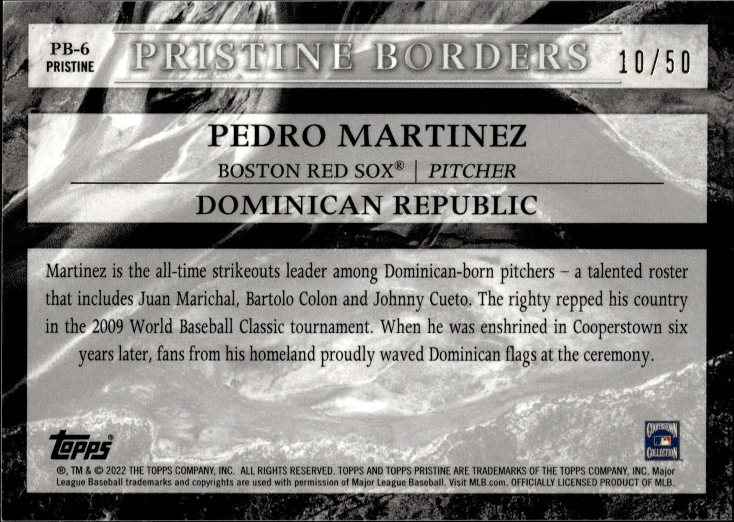 Pedro Martinez 2022 Topps Pristine Borders 10/50 #PB - 6 - Collector Store LLC