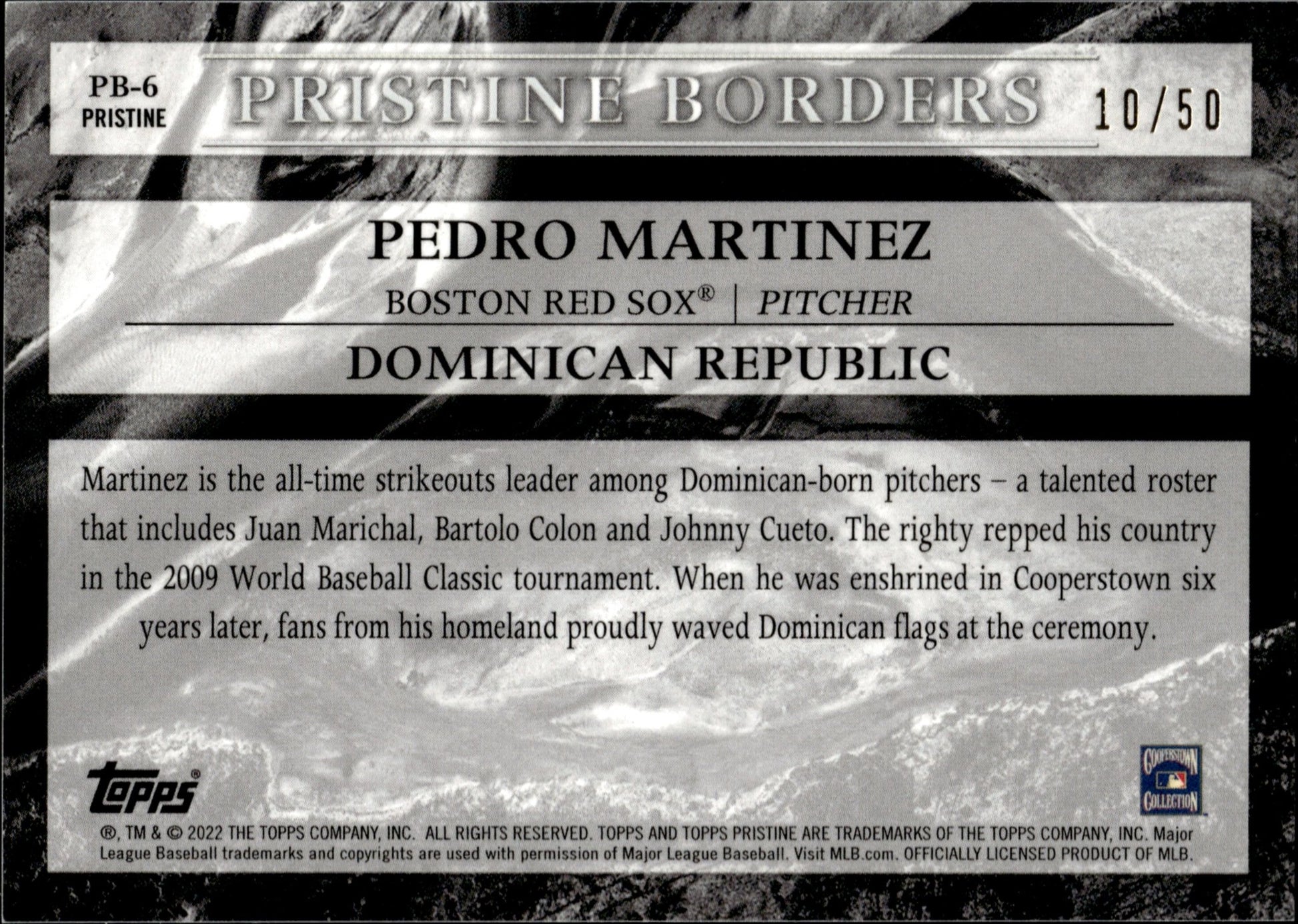 Pedro Martinez 2022 Topps Pristine Borders 10/50 #PB - 6 - Collector Store LLC