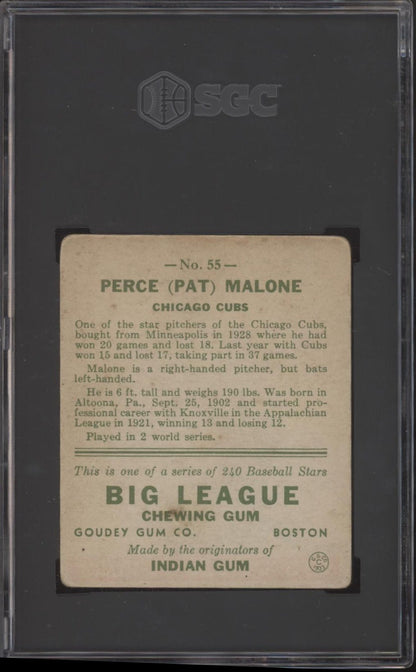 Perce Malone 1933 Goudey RC #55 SGC 2 - Collector Store LLC