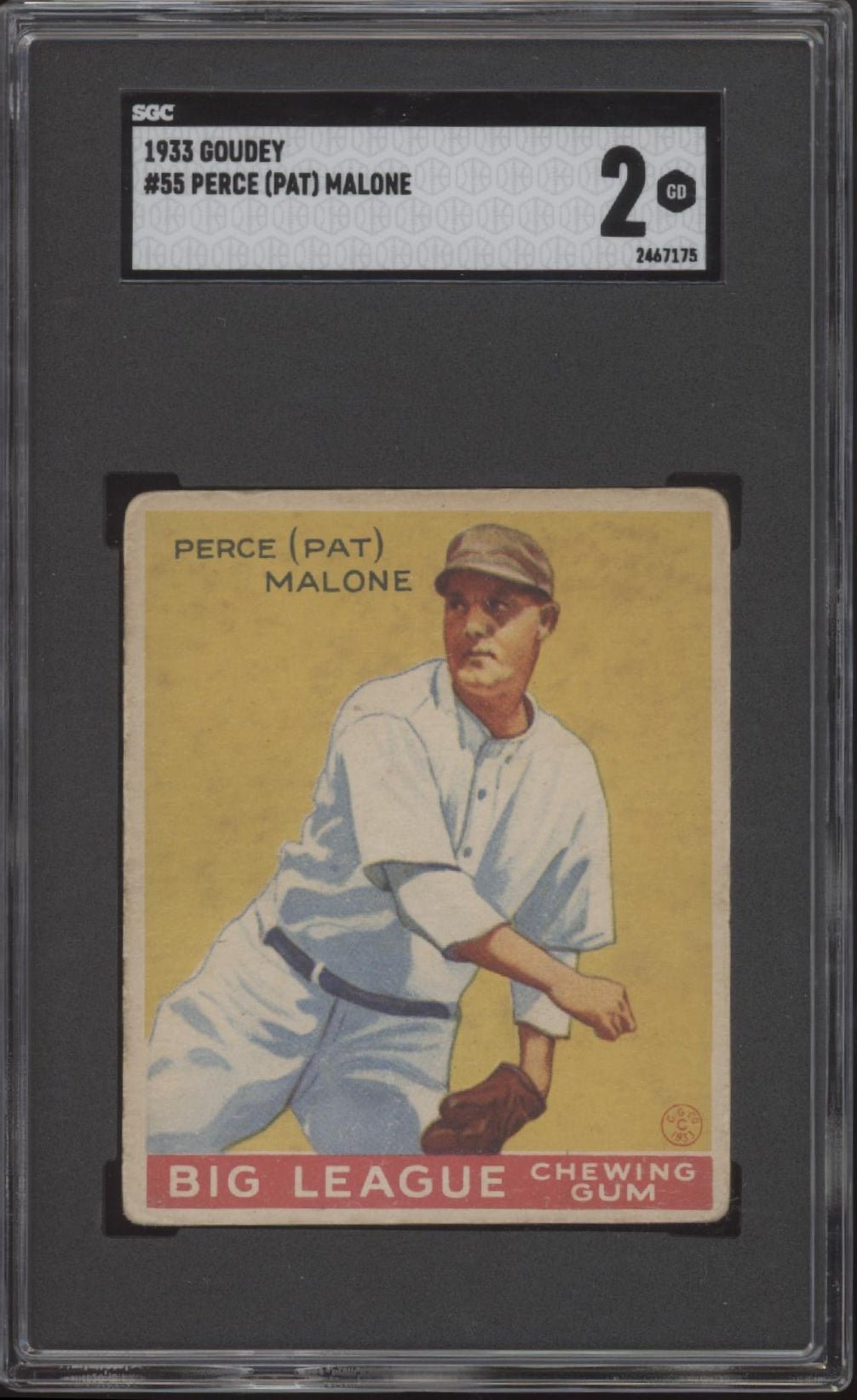 Perce Malone 1933 Goudey RC #55 SGC 2 - Collector Store LLC