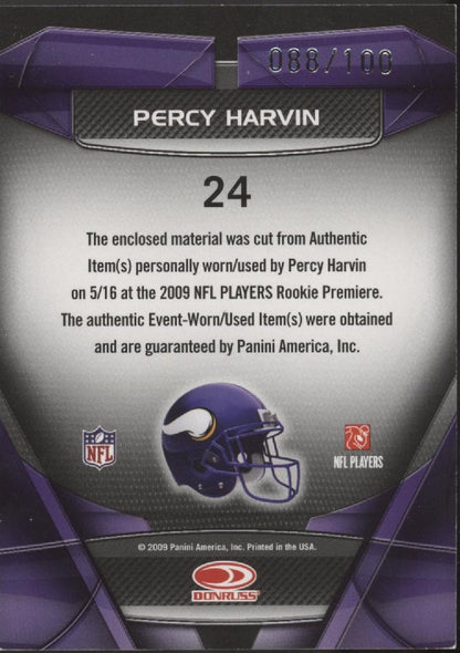 Percy Harvin 2009 Donruss Gridiron Gear Performers Relics 088/100 #24 - Collector Store LLC